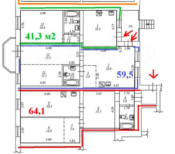 Продажа 1-комнатной квартиры 41,3 м², 3/8 этаж