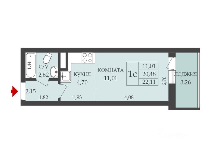 Продажа квартиры-студии 21 м², 13/18 этаж