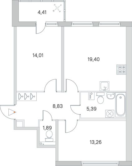 Продажа 2-комнатной квартиры 65 м², 1/8 этаж