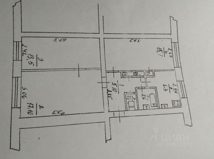 Продажа 3-комнатной квартиры 61,8 м², 1/4 этаж