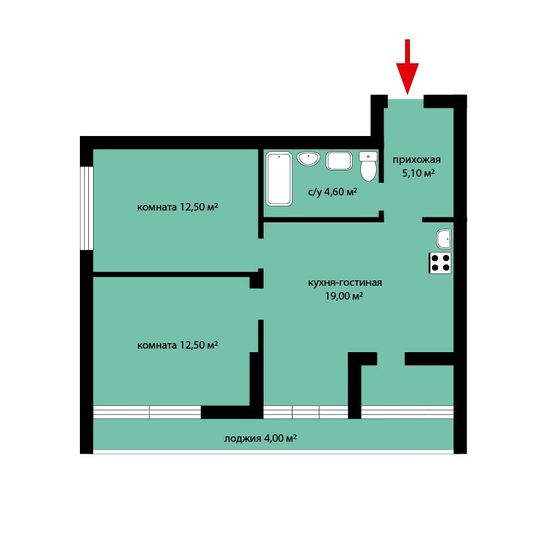 Продажа 2-комнатной квартиры 56 м², 27/29 этаж