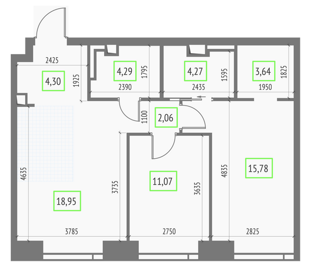 Продажа 2-комнатной квартиры 64,4 м², 35/57 этаж