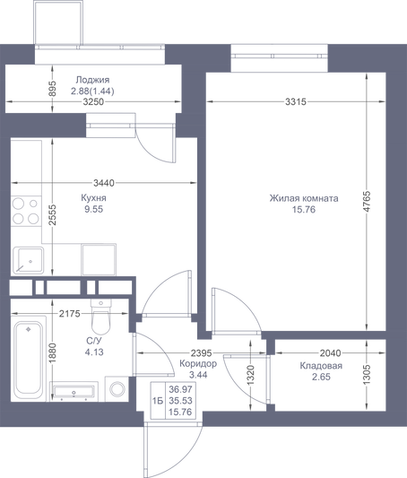 Продажа 1-комнатной квартиры 37 м², 13/17 этаж