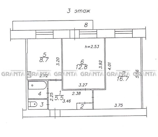 Продажа 2-комнатной квартиры 40 м², 3/9 этаж