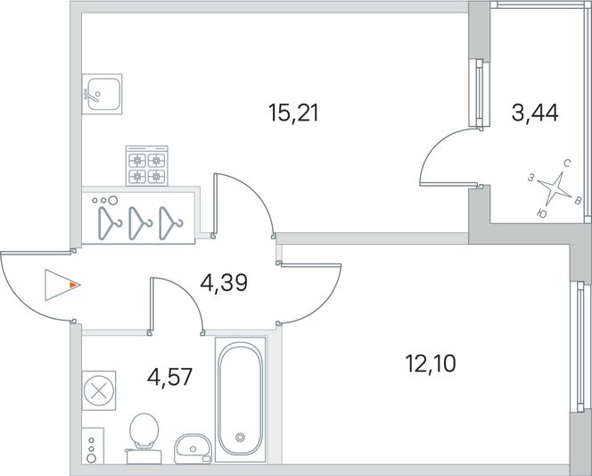 Продажа 1-комнатной квартиры 38 м², 1/4 этаж