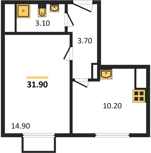 Продажа 1-комнатной квартиры 31,9 м², 26/26 этаж