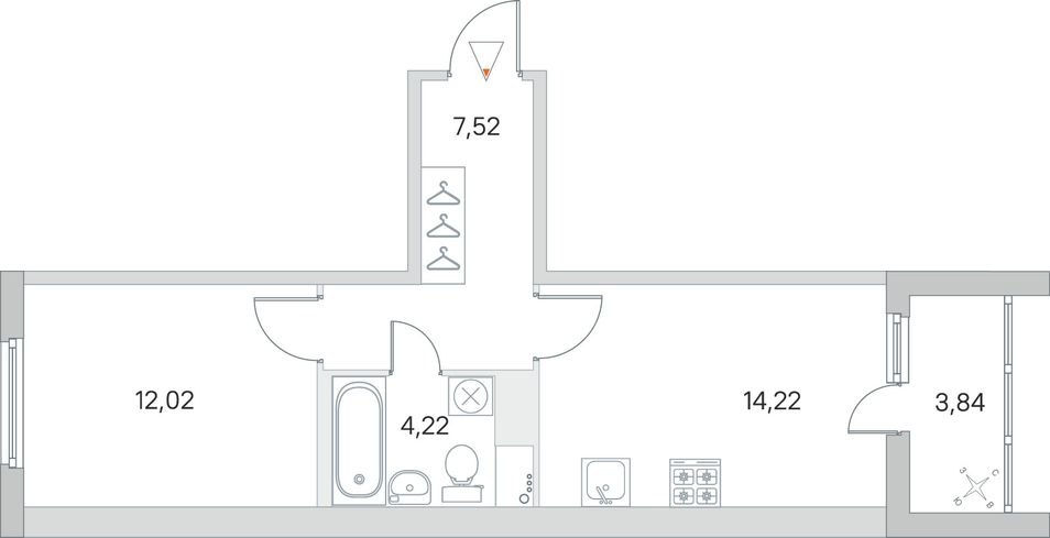 Продажа 1-комнатной квартиры 39,9 м², 8/8 этаж