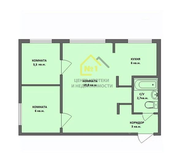 Продажа 2-комнатной квартиры 43 м², 1/5 этаж