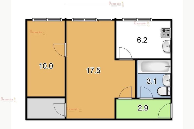 Продажа 2-комнатной квартиры 42 м², 1/5 этаж