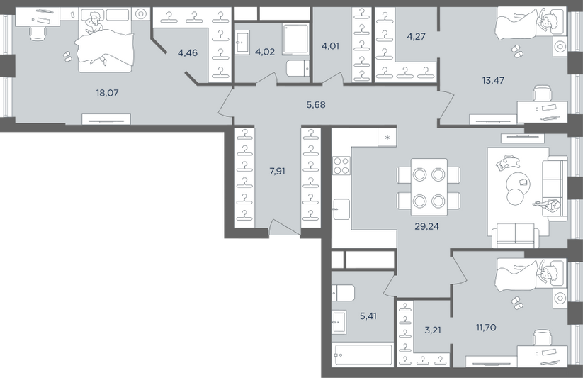Продажа 4-комнатной квартиры 111,4 м², 6/41 этаж