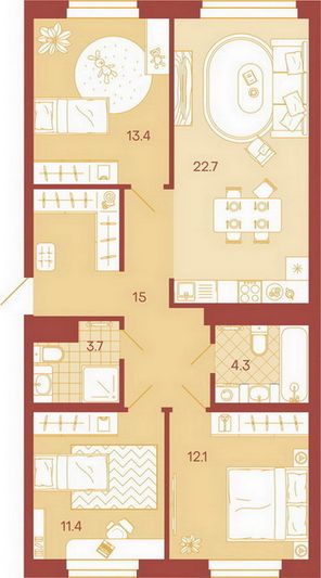 Продажа 3-комнатной квартиры 82,6 м², 7/18 этаж