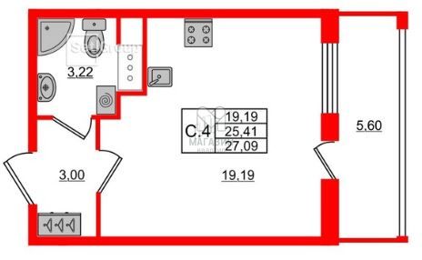 Продажа квартиры-студии 27,1 м², 7/15 этаж