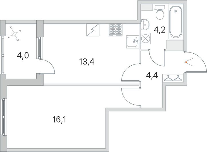 Продажа 1-комнатной квартиры 40,1 м², 4/5 этаж
