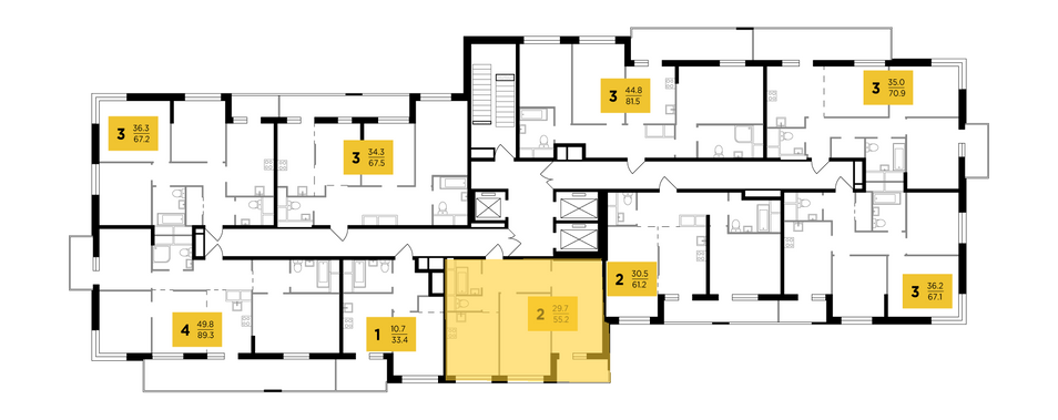 Продажа 2-комнатной квартиры 55 м², 24/24 этаж