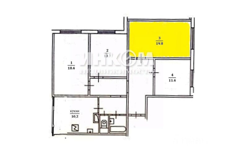 Продажа 1 комнаты, 19,8 м², 2/22 этаж