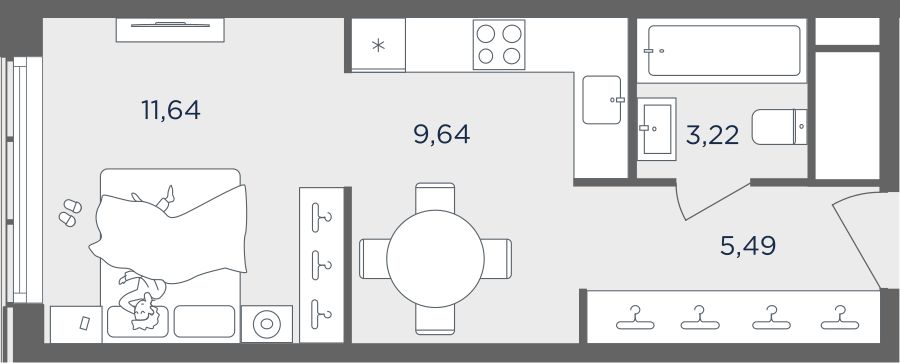 Продажа 1-комнатной квартиры 30 м², 47/51 этаж