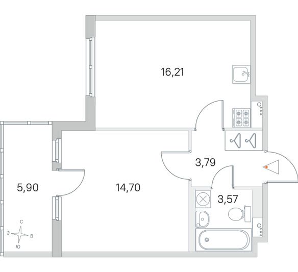 Продажа 1-комнатной квартиры 40 м², 2/4 этаж