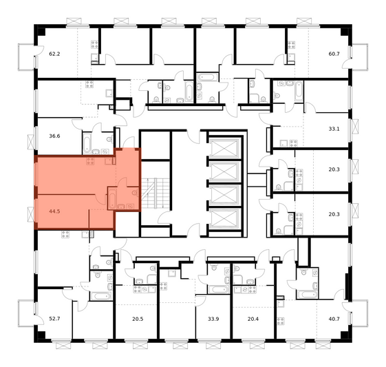 Продажа 1-комнатной квартиры 44,5 м², 27/29 этаж