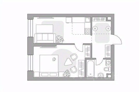 Продажа 2-комнатной квартиры 45,7 м², 2/28 этаж