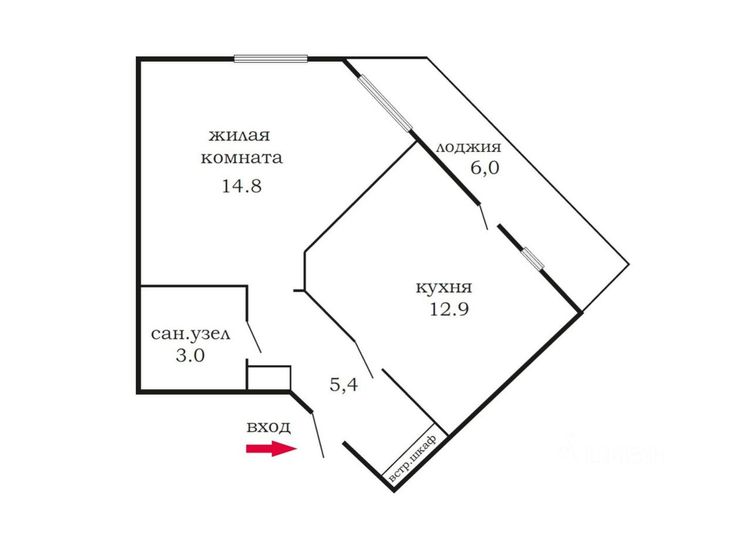 Продажа 1-комнатной квартиры 36,1 м², 3/5 этаж