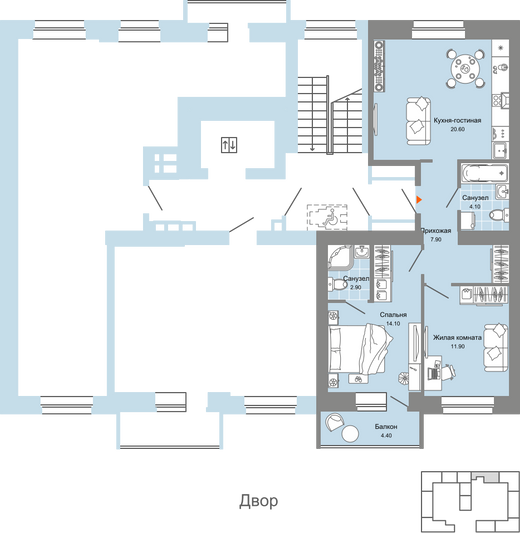 Продажа 3-комнатной квартиры 63 м², 8/8 этаж