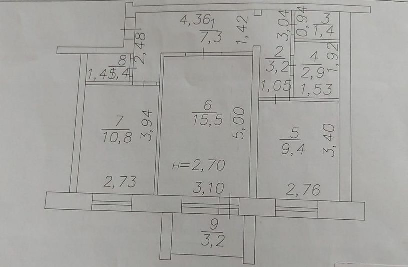 Продажа 2-комнатной квартиры 52 м², 5/5 этаж