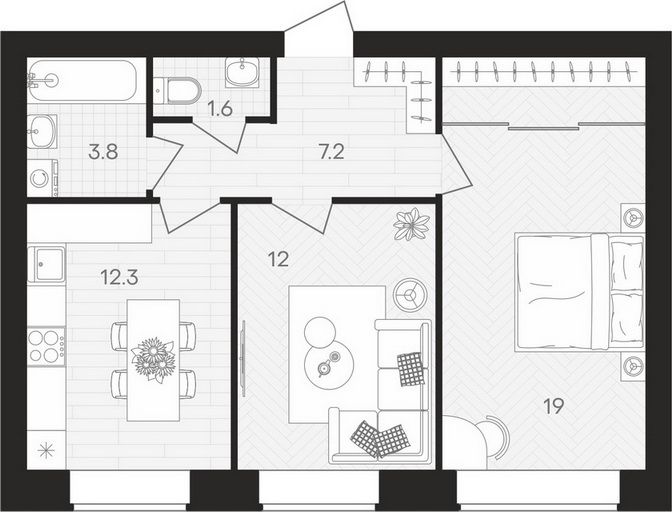 Продажа 2-комнатной квартиры 55,9 м², 5/10 этаж