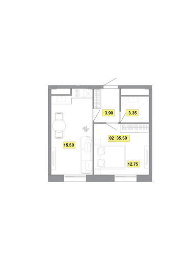 Продажа 2-комнатной квартиры 35,5 м², 9 этаж