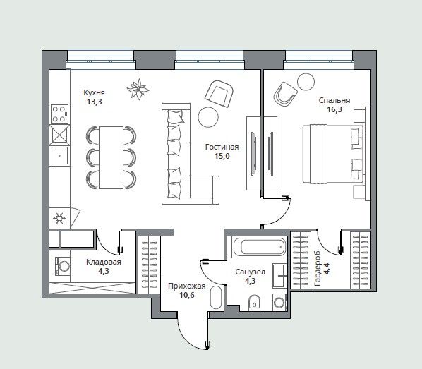 Продажа 2-комнатной квартиры 68,2 м², 6/18 этаж