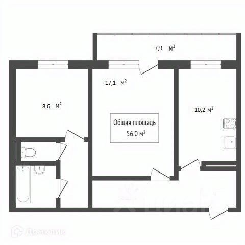 Продажа 2-комнатной квартиры 52,5 м², 11/17 этаж