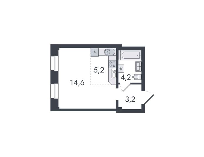 Продажа квартиры-студии 27,2 м², 5/16 этаж