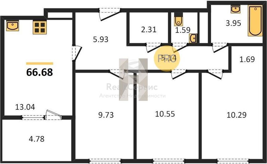 Продажа 3-комнатной квартиры 66,7 м², 4/17 этаж