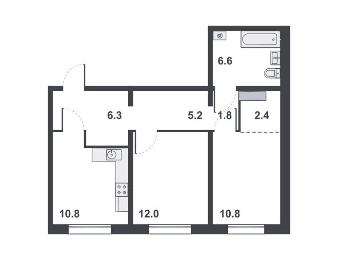 Продажа 2-комнатной квартиры 55,9 м², 1/14 этаж
