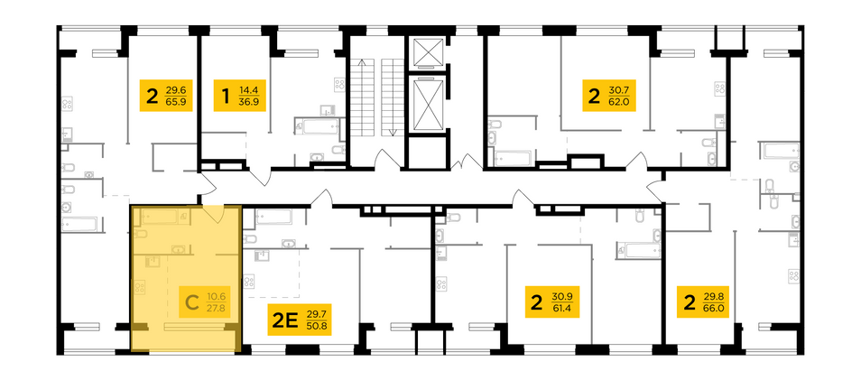 Продажа 1-комнатной квартиры 27,8 м², 2/12 этаж