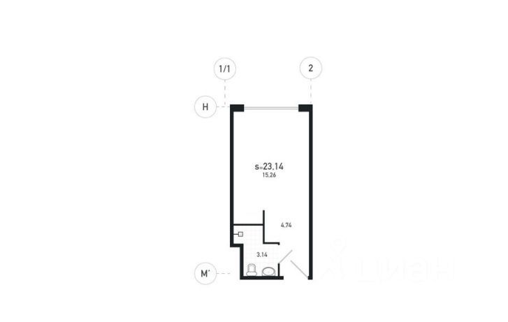 Продажа квартиры-студии 23,1 м², 22/23 этаж