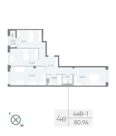 Продажа 3-комнатной квартиры 80,9 м², 7/8 этаж
