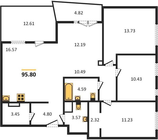Продажа 4-комнатной квартиры 95,8 м², 1/29 этаж