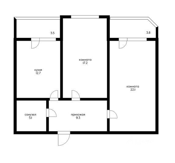 Продажа 2-комнатной квартиры 73,7 м², 1/20 этаж