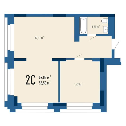 Продажа 1-комнатной квартиры 55,8 м², 18/30 этаж