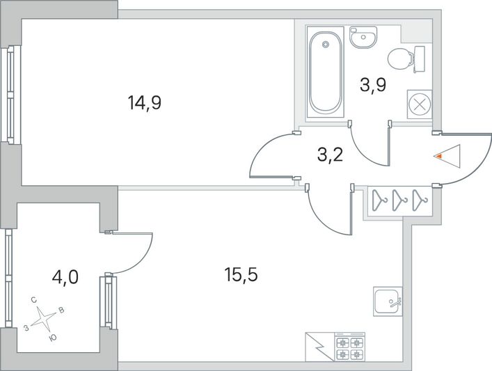 Продажа 1-комнатной квартиры 39,5 м², 1/5 этаж