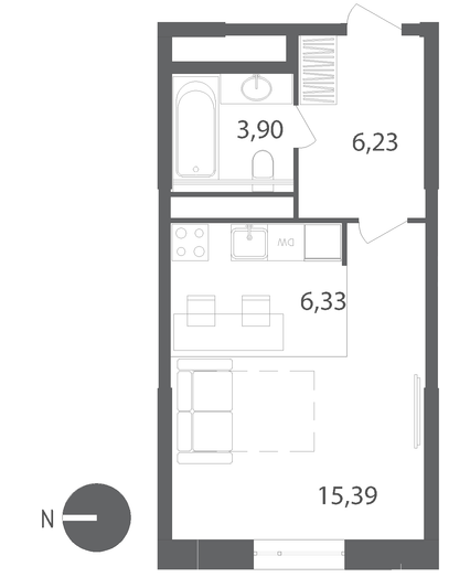 Продажа квартиры-студии 31,9 м², 7/22 этаж