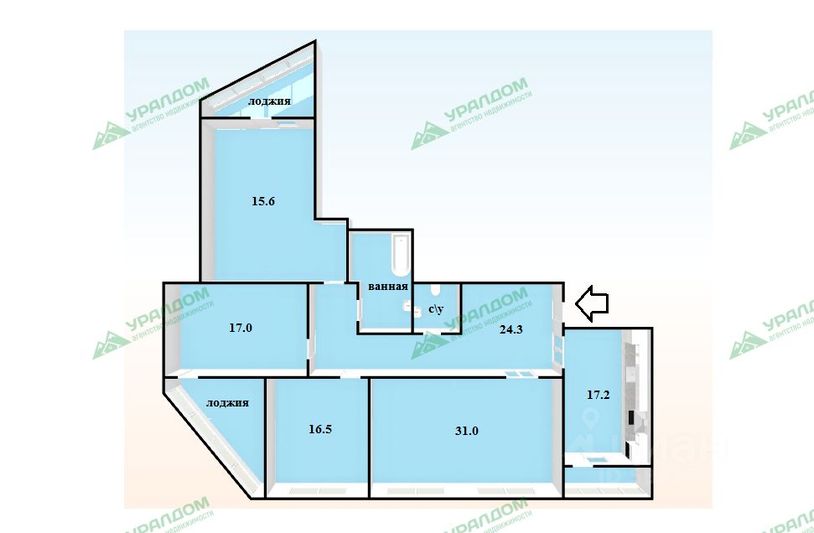 Продажа 4-комнатной квартиры 130,1 м², 3/18 этаж