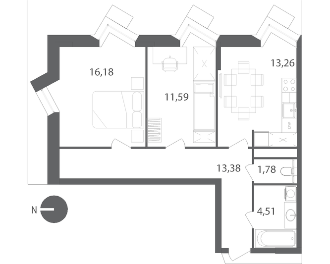 Продажа 2-комнатной квартиры 60,7 м², 14/22 этаж