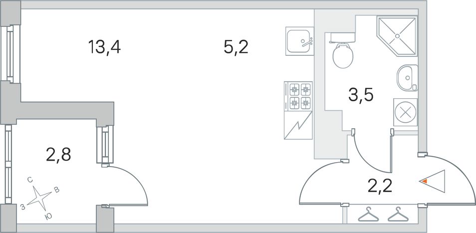 Продажа квартиры-студии 25,7 м², 2/5 этаж