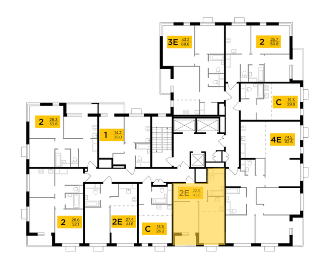 Продажа 2-комнатной квартиры 42,6 м², 24/24 этаж