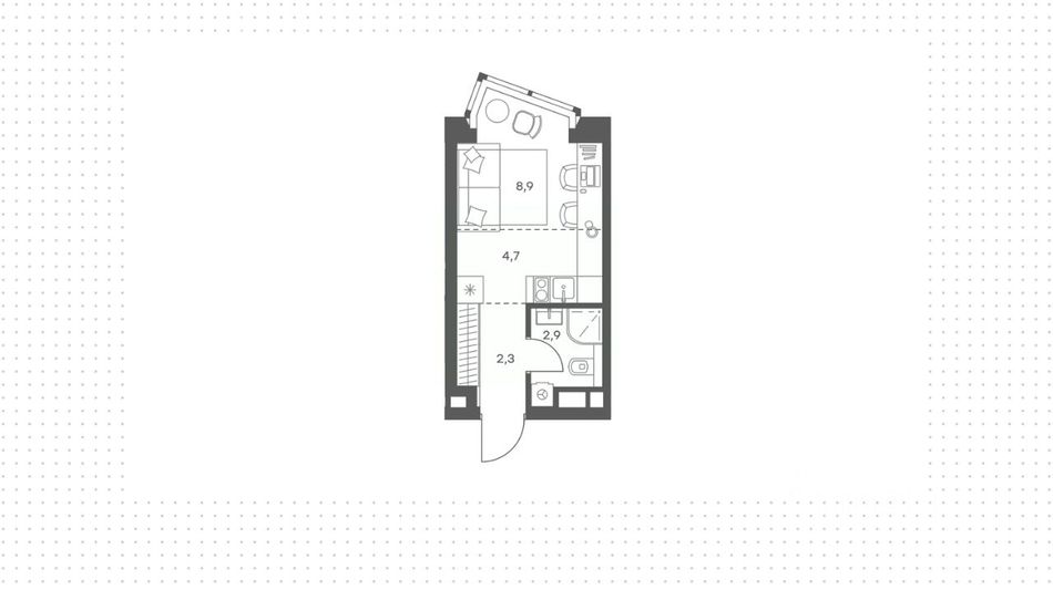 Продажа квартиры-студии 19,1 м², 4/33 этаж