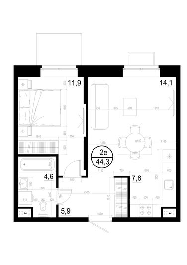 Продажа 2-комнатной квартиры 44,3 м², 2/19 этаж