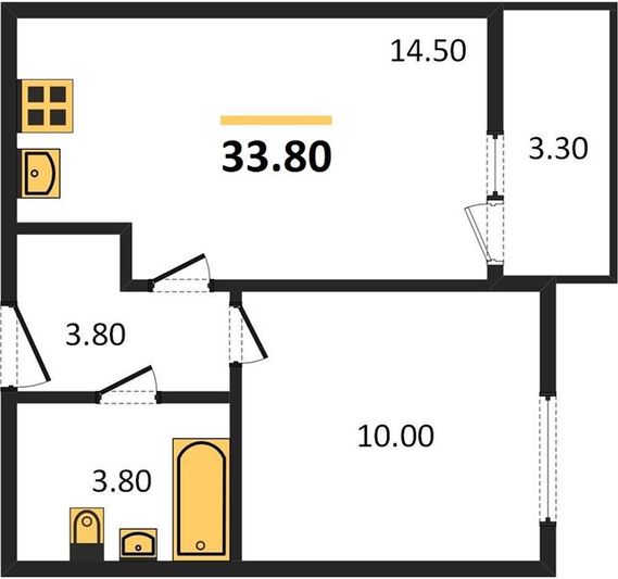 Продажа 1-комнатной квартиры 33,8 м², 18/30 этаж