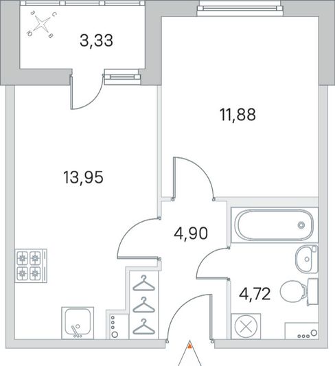 Продажа 1-комнатной квартиры 37,1 м², 1/8 этаж