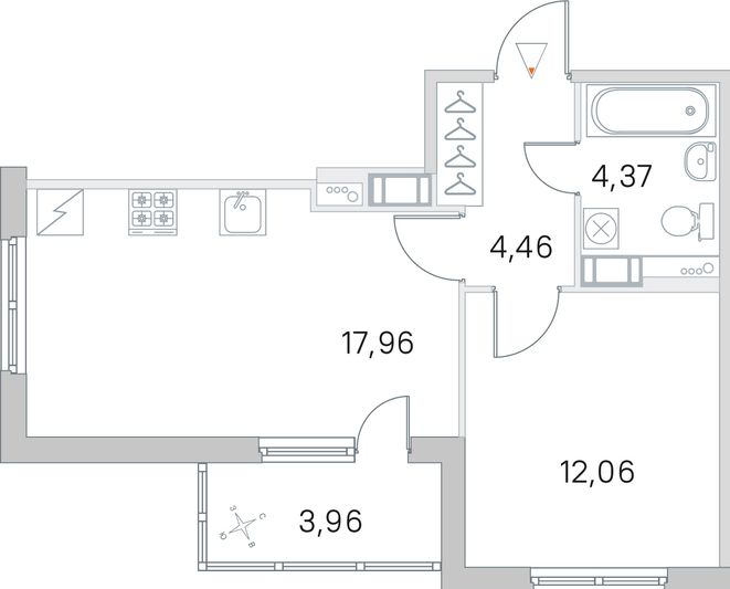 Продажа 1-комнатной квартиры 40,8 м², 4/5 этаж